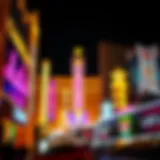 Vibrant neon lights of Las Vegas casinos at night