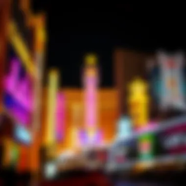 Vibrant neon lights of Las Vegas casinos at night