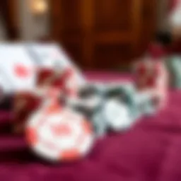 Elegant luxury poker chip set displayed on a velvet surface