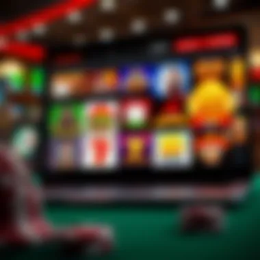 Online Casino Games Variety Diverse selection of online casino games displayed on a laptop screen