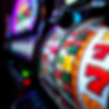 Close-up of spinning reels with colorful symbols