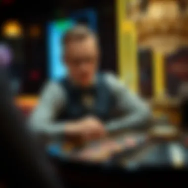 Strategizing the Next Move in Roulette A thoughtful player analyzing the roulette table, contemplating their next bet.