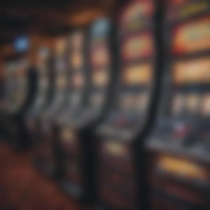 An overview of the slot machine floor at Mystic Lake Casino filled with various machines.