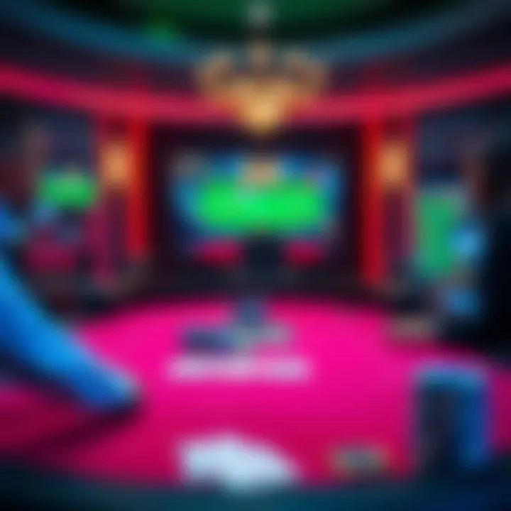 Virtual Poker Table Dynamics An overview of a virtual poker table displaying vibrant graphics and game dynamics.