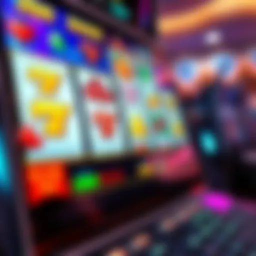 Vibrant Online Slot Machine Interface A close-up view of a vibrant online slot machine interface, showcasing colorful symbols and a user-friendly layout.
