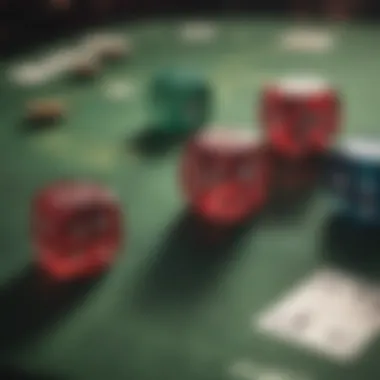 Dice Mechanics in Sic Bo Close-up of Sic Bo dice showing various numbers illustrating game mechanics.