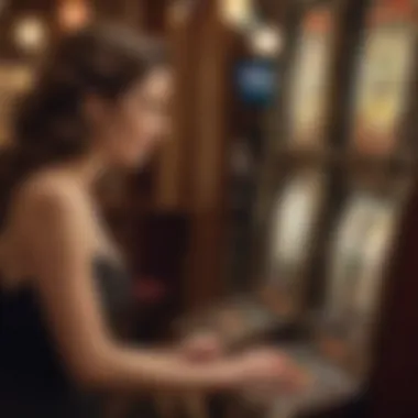 Close-up of a player engaging with a penny slot machine