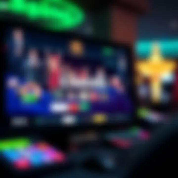 Close-up of a computer screen displaying an online casino interface