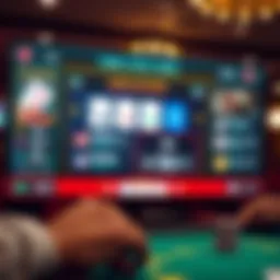 A digital interface showcasing poker training software features