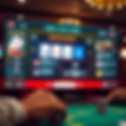 A digital interface showcasing poker training software features