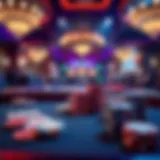 A vibrant poker table with cards and chips