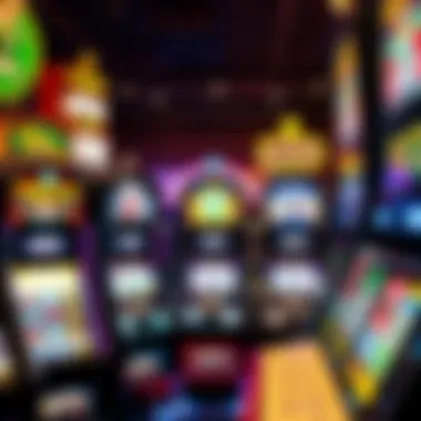 A selection of slot machines with bright lights