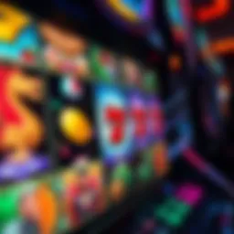 An intricate view of a modern slot machine interface displaying vibrant graphics and dynamic gameplay elements.