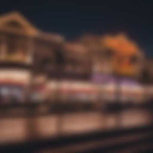 A panoramic view of a South Shore casino at night showcasing vibrant lights and bustling activity