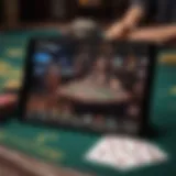 A close-up view of a poker game interface on an iPad