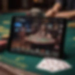 A close-up view of a poker game interface on an iPad