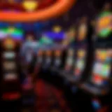 A vibrant display of modern slot machines in a casino setting