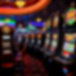A vibrant display of modern slot machines in a casino setting