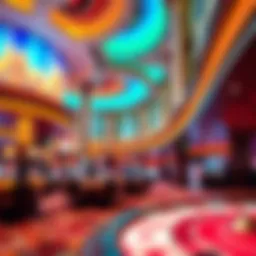 Stunning architectural design of a casino interior featuring vibrant colors and luxurious finishes