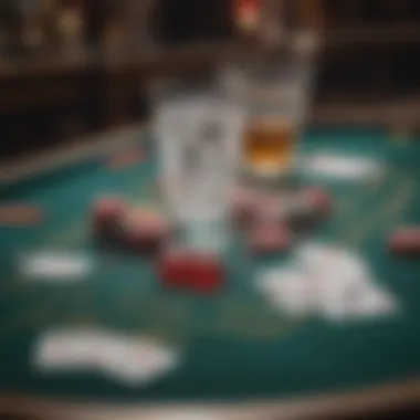 An elegant baccarat table setup with cards and chips