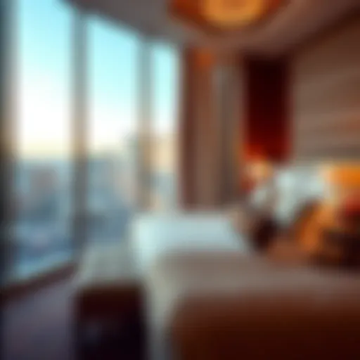 A lavish suite showcasing modern elegance and stunning views of the Las Vegas Strip.