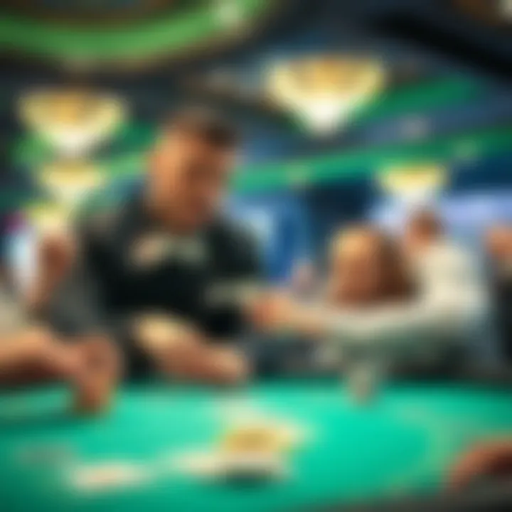 Blackjack dealer interacting with players at a casino table