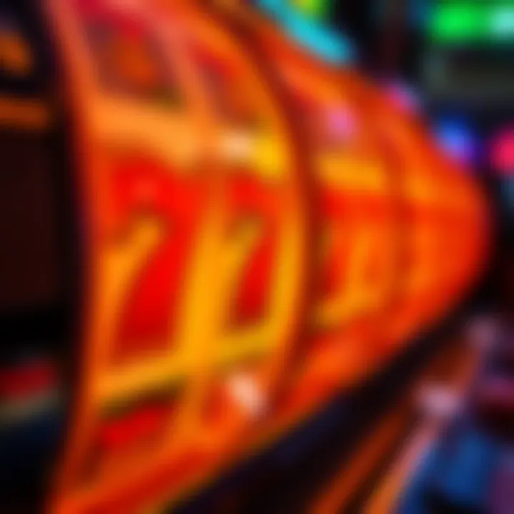 Close-up of the spinning reels showcasing the vibrant 7s symbol