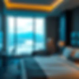 Luxurious hotel room with a view