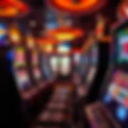 A visual representation of slot machines lined up in a casino setting
