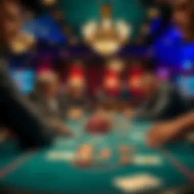 Poker table with players engaged in high-stakes game
